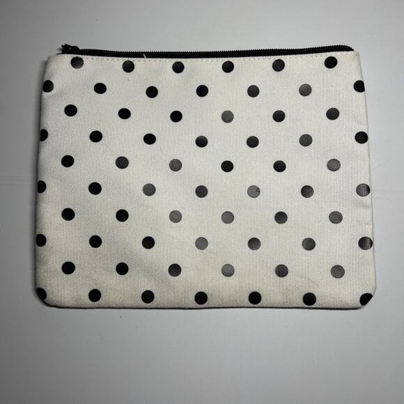 Kate Spade Black White Polka Dot Zipper Accessory Pouch Cosmetic Bag - Picture 2 of 8